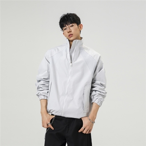 美式罗纹拼接袖子褶皱大码M-5XL教练夹克男JK78056P69控105图片