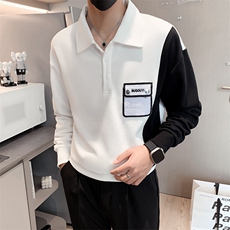 黑色2023秋装社会小伙修身翻领卫衣男潮8828-P58控价78，男装卫衣，电商A108