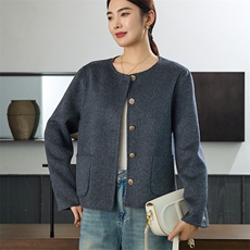 时尚百搭女士羊毛双面呢外套优雅显瘦秋冬必备单品，女装双面呢大衣，岳达羊绒