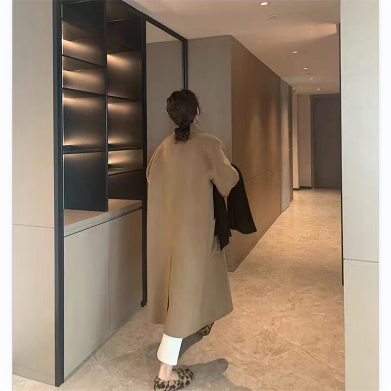 宽松大版双面羊绒大衣中长款高端韩系减龄羊毛呢外套,女装双面呢大衣,美吧服饰