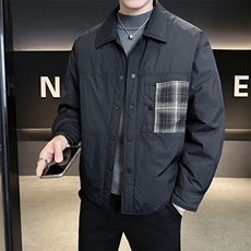 90新标2025设计款拼接翻领加厚保暖休闲羽绒服外套5883-P230，男装羽绒服，电商A413