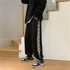 束脚拼接裤子运动裤夏薄款韩版男士直筒阔腿卫裤现货K989-P30，男装休闲裤，星座512-4