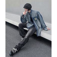 美式ins高街hiphop重工艺水洗直筒工装牛仔裤货号K691P60，男装牛仔裤，电商A063