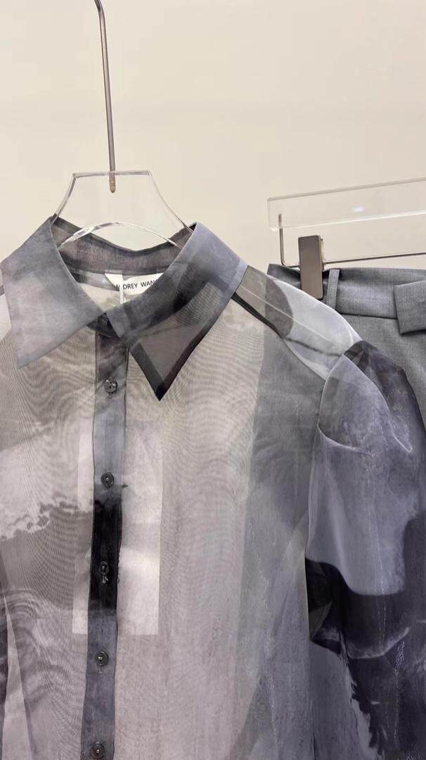 网纱印花小衫，其它，AUDREY WANG