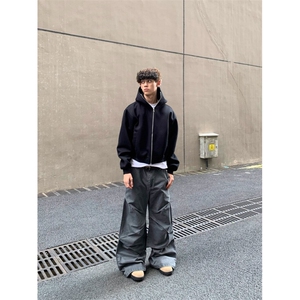 1506A/GF320/P56美式高街重磅短款连帽卫衣男女1图片