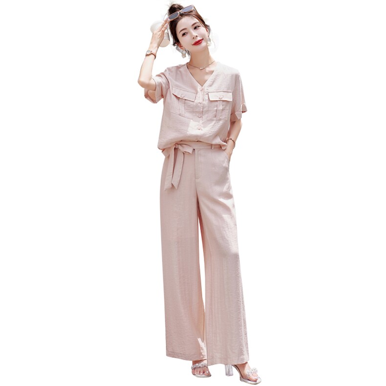 时尚套装女2025夏装韩版洋气显瘦阔腿裤休闲显瘦气质两件套潮,女装套装/套裙,凯瑟曼