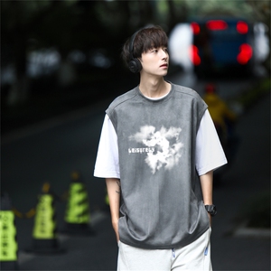 麂皮绒背心坎肩男T恤美式港风潮JB3166-P25控38图片