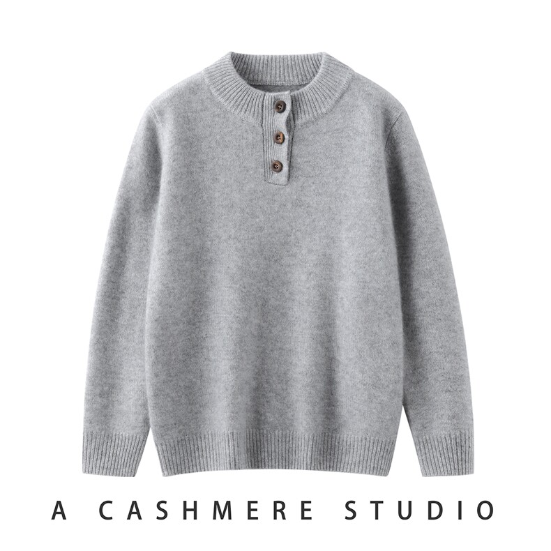HE|真康赛妮A规100%山羊绒衫女立领加厚针织衫宽松气质毛衣新款，童装儿童羊绒衫，旭泰羊绒