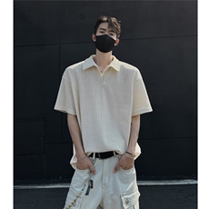夏装25老钱风大码宽松麦穗翻领POLO衫男装夏季短袖T恤S405-特P35，男装T恤，电商A233-1