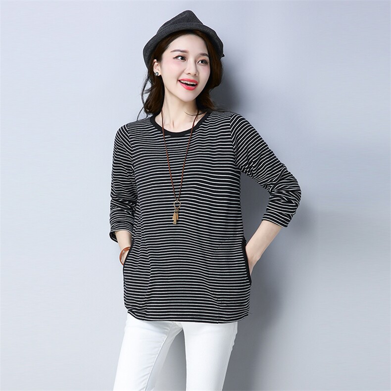 2023秋款新款大码女装针织T恤长款休闲纯色妈妈装128款，女装大码女装，秋牧寒烟