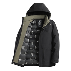 冬季棉衣休闲加厚保暖棉服中长款爸爸装可脱卸帽商务棉袄大码男，男装棉衣，钱塘6003（原4033）