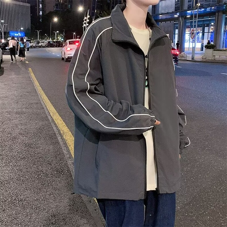 2024春夏薄款休闲男士立领外套开衫干活防风衣夹克百搭衣J02/P30,男装夹克,星座506