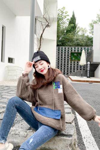 冬季颗粒绒卫衣，女装卫衣/绒衫，艾伊贝雪