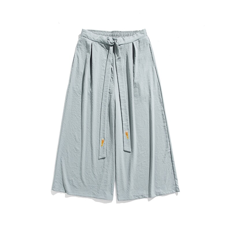 白底平铺夏季风宋制汉服绣花古风冰丝阔腿裙裤男女K332/P85，男装民族服装，钱塘713
