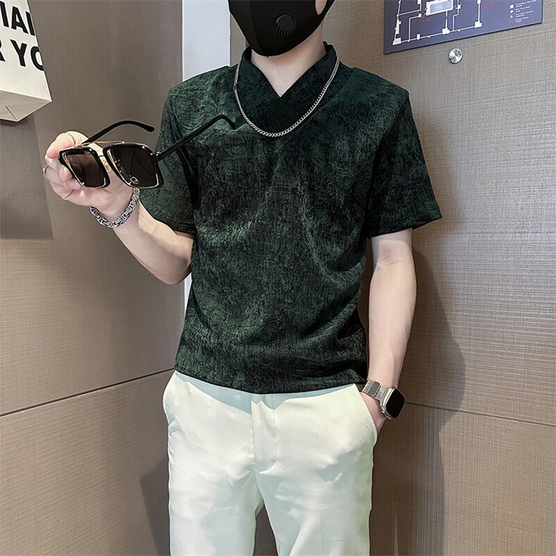 春夏季打底衫男潮流修身短袖T恤社会小伙301C-DT76-P58控78,男装T恤,星座301C（原B323）