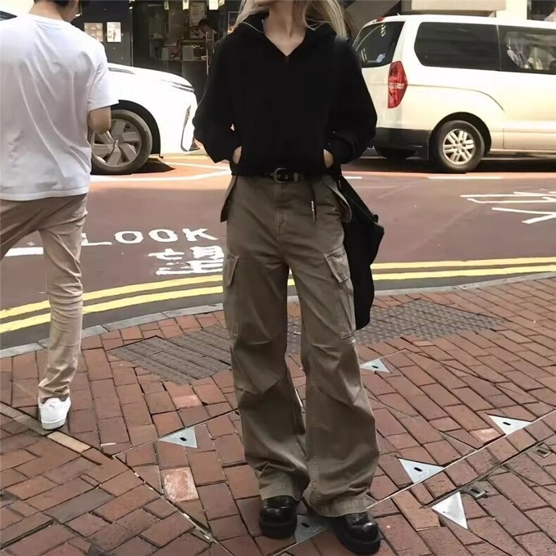 W11061-P63网图现货新款美式复古卡其色直筒宽松工装休闲牛仔裤,男装牛仔裤,星座1608