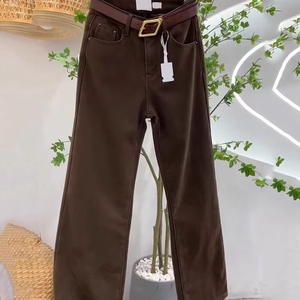 美式复古咖色牛仔裤男春秋季新款潮牌宽松直筒裤棕色阔腿休闲裤子图片