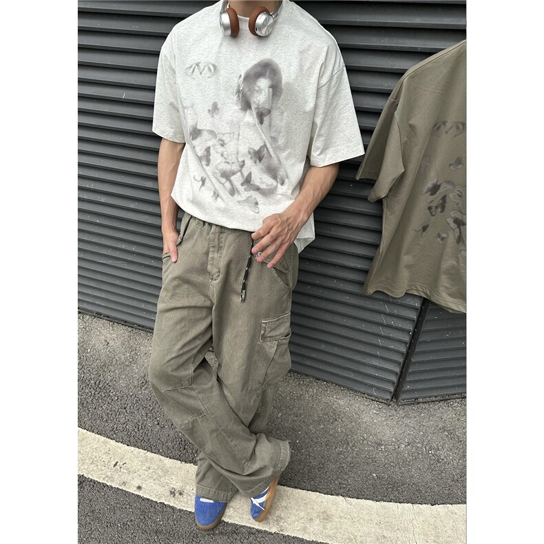 夏季纯棉短袖短袖T恤设计感印花宽松青少年百搭上衣GA02422P52,男装T恤,星座1013-5