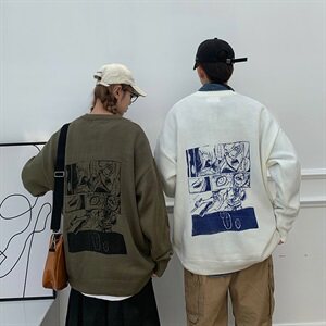 秋冬chic网红动漫情侣毛衣上衣针织衫保暖时尚毛衣T015-P65图片