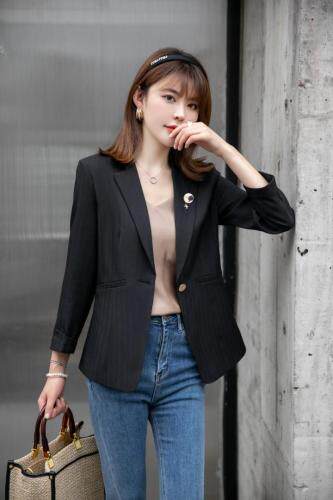 【新款现货】秋季星月美人胸针黑色气质小西装，女装西装，水锦红