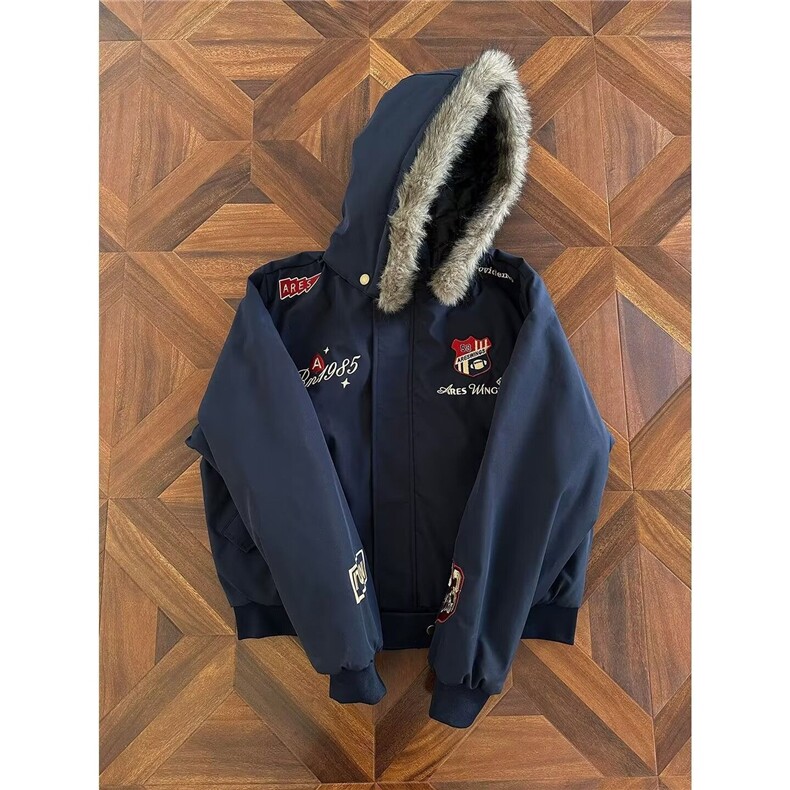 网图美式刺绣徽章座山雕棉衣外套保暖夹克棉服A025-KY1819-P80,男装夹克,电商A025