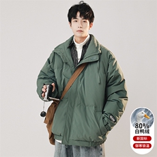 A436-W957-P195控248港风宽松立领80%白鸭绒外套情侣款羽绒服潮，男装羽绒服，电商A436
