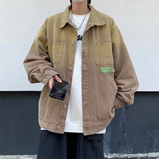 水洗复古牛仔渐变色外套男秋季oversize百搭潮流夹克W6054-P68，男装夹克，星座512-2