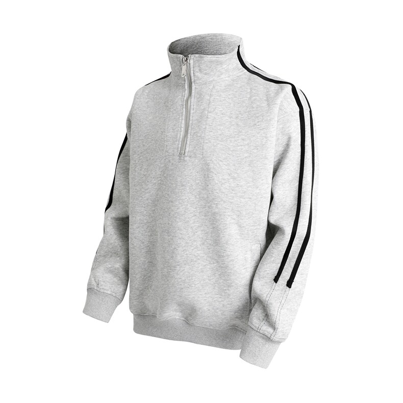 秋季380克全棉宽松条纹拉链套头卫衣立领POLO衫外套AH914-P42，男装Polo衫，星座610B-1