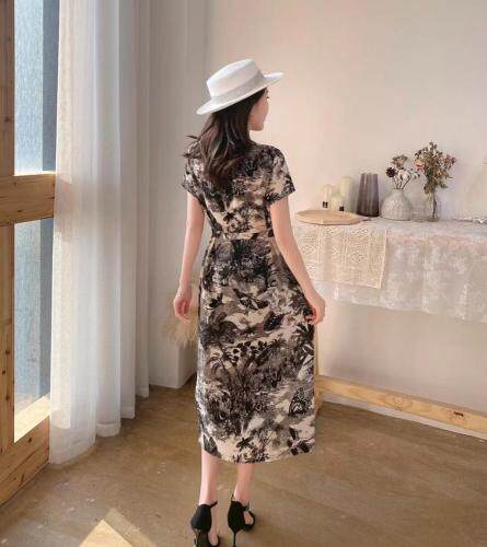 【现货】夏季新款时尚宽松系腰显瘦印花连衣裙，女装连衣裙，名怡