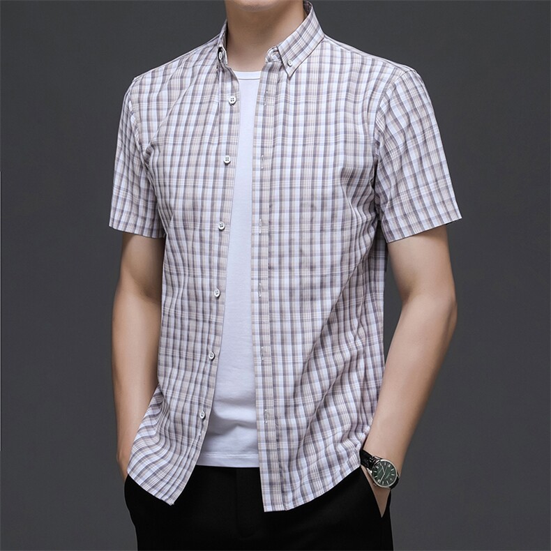 AD22105钱塘2020-3夏季男士短袖格子短袖衬衫P53,男装衬衫,钱塘207-3