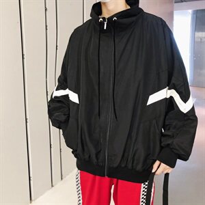 703-J 秋季男式港风宽松夹克拼色休闲外套 情侣图片