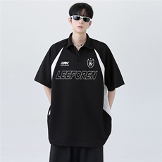 2025撞色拼接百搭潮牌少年感运动POLO衫男女同款短袖T恤T334-P38，男装Polo衫，电商C307