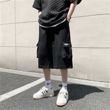 七分裤男夏季宽松炸街工装短裤潮流ins痞帅休闲运动中裤DK873-p28，男装牛仔裤，星座1008-2