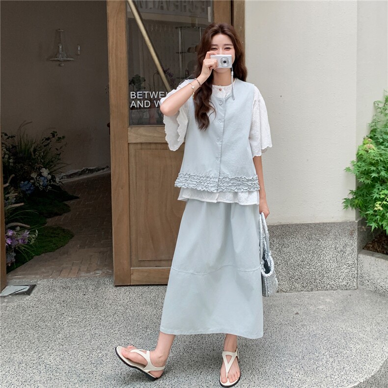 现货数据好蓝色刺绣休闲三件套2054P185K258,女装套装/套裙,2C176
