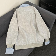 抖音得物高品质26春装美式高街假两件衬衫领长袖卫衣POLO领打底衫，男装T恤，电商A486-1