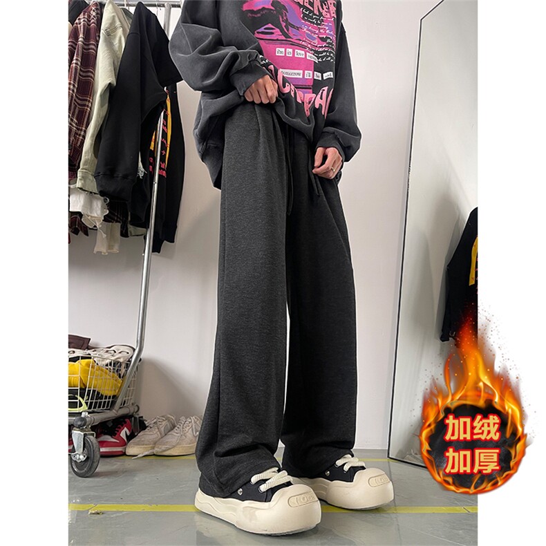 08冬季宽松加绒糯米裤坠感阔腿运动裤XZ211-1-K2355-P60加绒P65,女装休闲裤,星座211-1