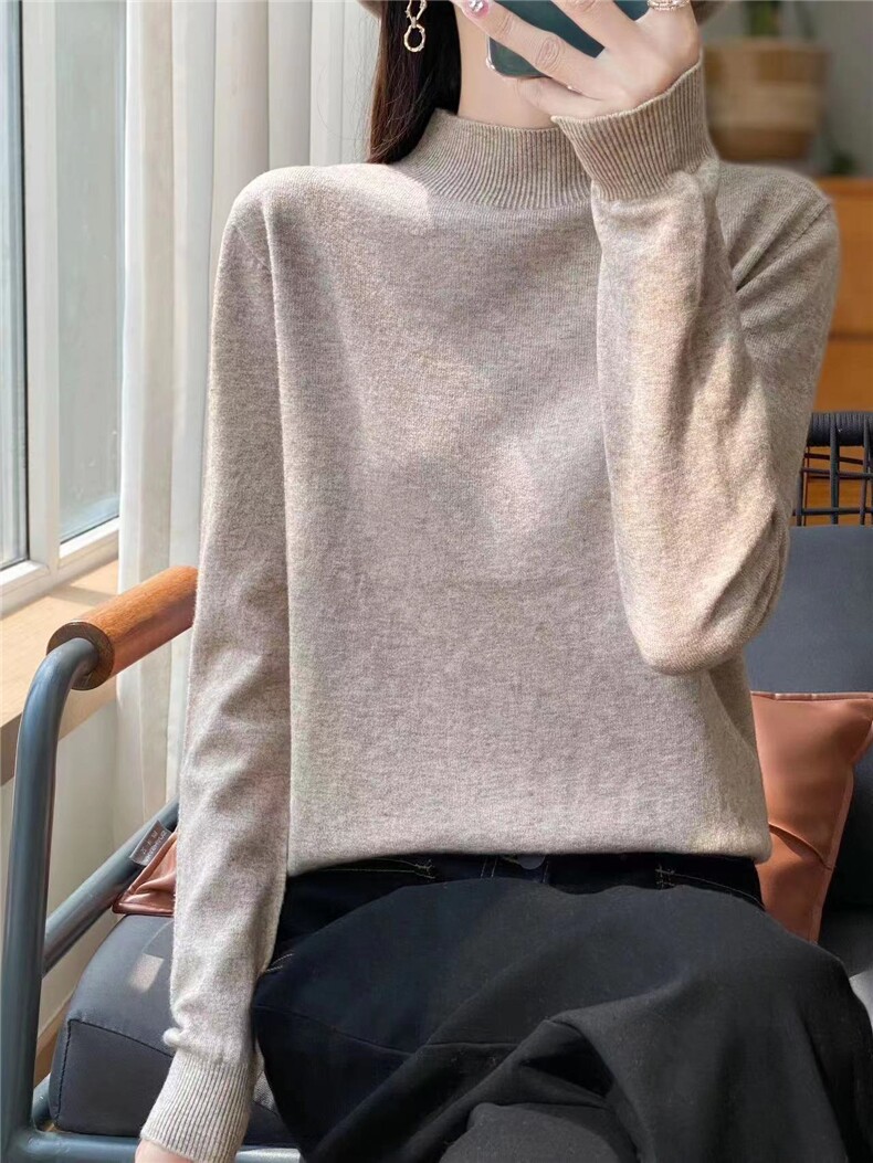 打底衫上衣女装新款2025春秋V领长袖慵懒风针织毛衣,针织衫/毛衣,众美斯特