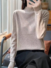 打底衫上衣女装新款2025春秋V领长袖慵懒风针织毛衣，女装针织衫/毛衣，众美斯特