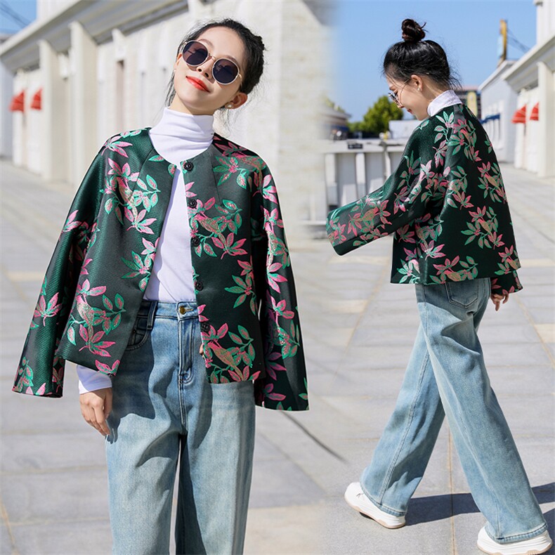 水衣源2668款新中式短款提花羽绒服女图片