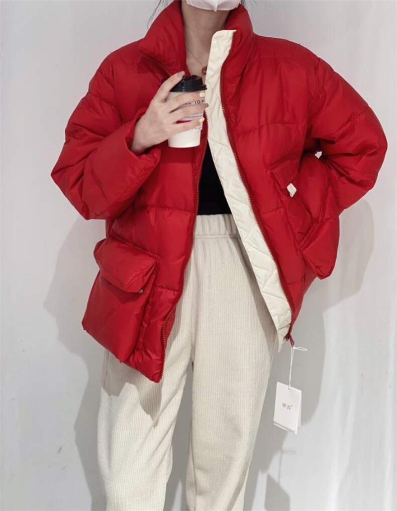 拼色羽绒服，女装羽绒服，驿谷