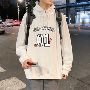 WY2205-P35加绒款-P40纯棉连帽卫衣男大码运动帽衫宽松薄外套男，男装卫衣，电商A040