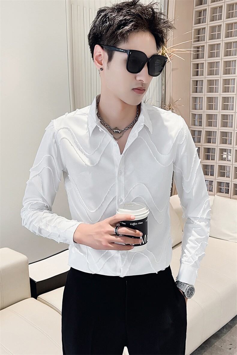301A-1/H506/P5824秋季男士新款工艺纯色长袖衬衫男休闲修身衬衣,男装衬衫,星座301A-1