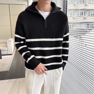 日系毛衣男女秋装慵懒风复古软糯套头拉链针织衫YM5007-P50图片