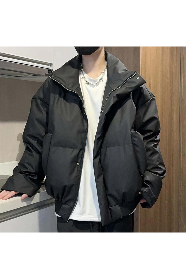 网图PU棉衣加厚保暖宽松立领外套休闲潮流棉服310A-MY008-P70,男装棉衣,四季星座310A