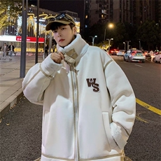 美式复古麂皮绒服男冬季羊羔毛衣外套设计感袄W6508-P95，男装棉衣，星座512-3