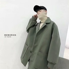 风衣男中长款韩版潮流百搭宽松毛呢大衣秋季情侣短款翻领呢子外套，男装风衣，星座1210-1