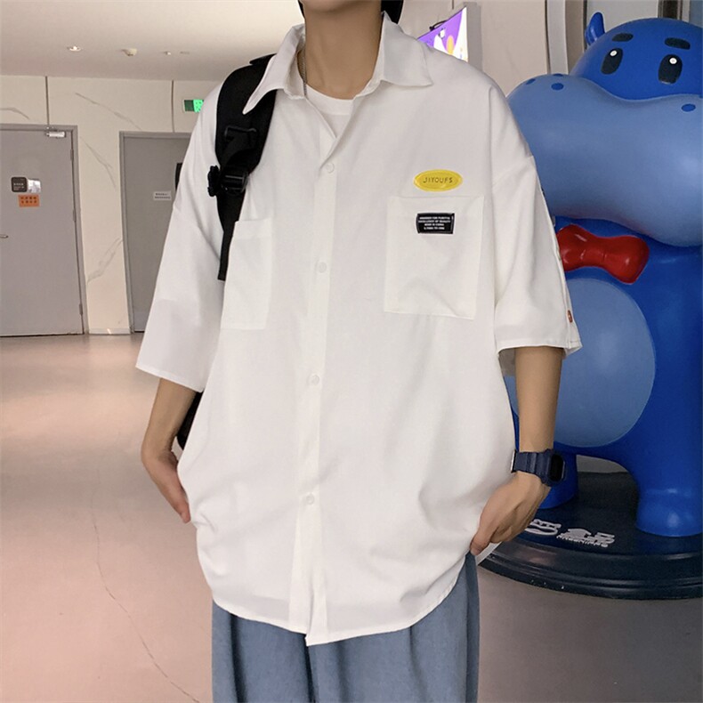 短袖衬衫夏季男宽松半袖dk制服上衣男装薄款港风的外套CS060-P30,男装衬衫,星座308B-1