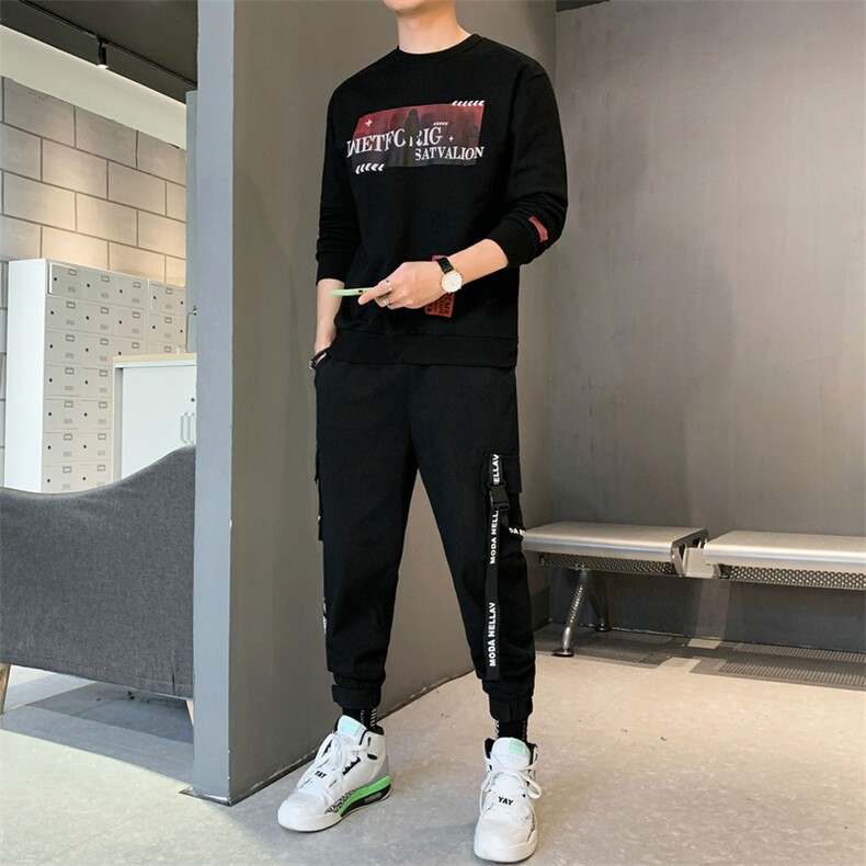 新款春秋男士卫衣ins潮流百搭宽松休闲两件套套装DS988T,男装卫衣,电商A102