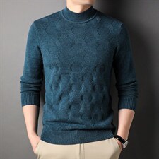 2023春秋季纯色中年男士新款针织衫毛衣免烫上衣商务休闲宽松薄款，男装针织衫/毛衣，电商B212（原钱塘6029）