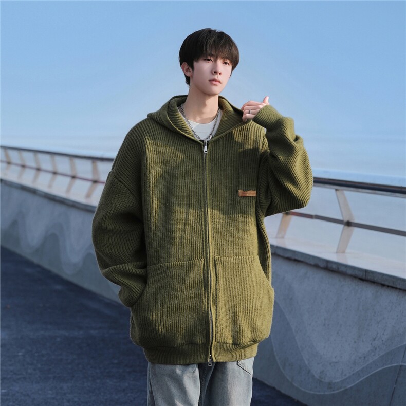 23/秋季连帽针织开衫男生秋冬宽松慵懒风毛衣外套XMYL03-P75控108,男装针织衫/毛衣,电商B370